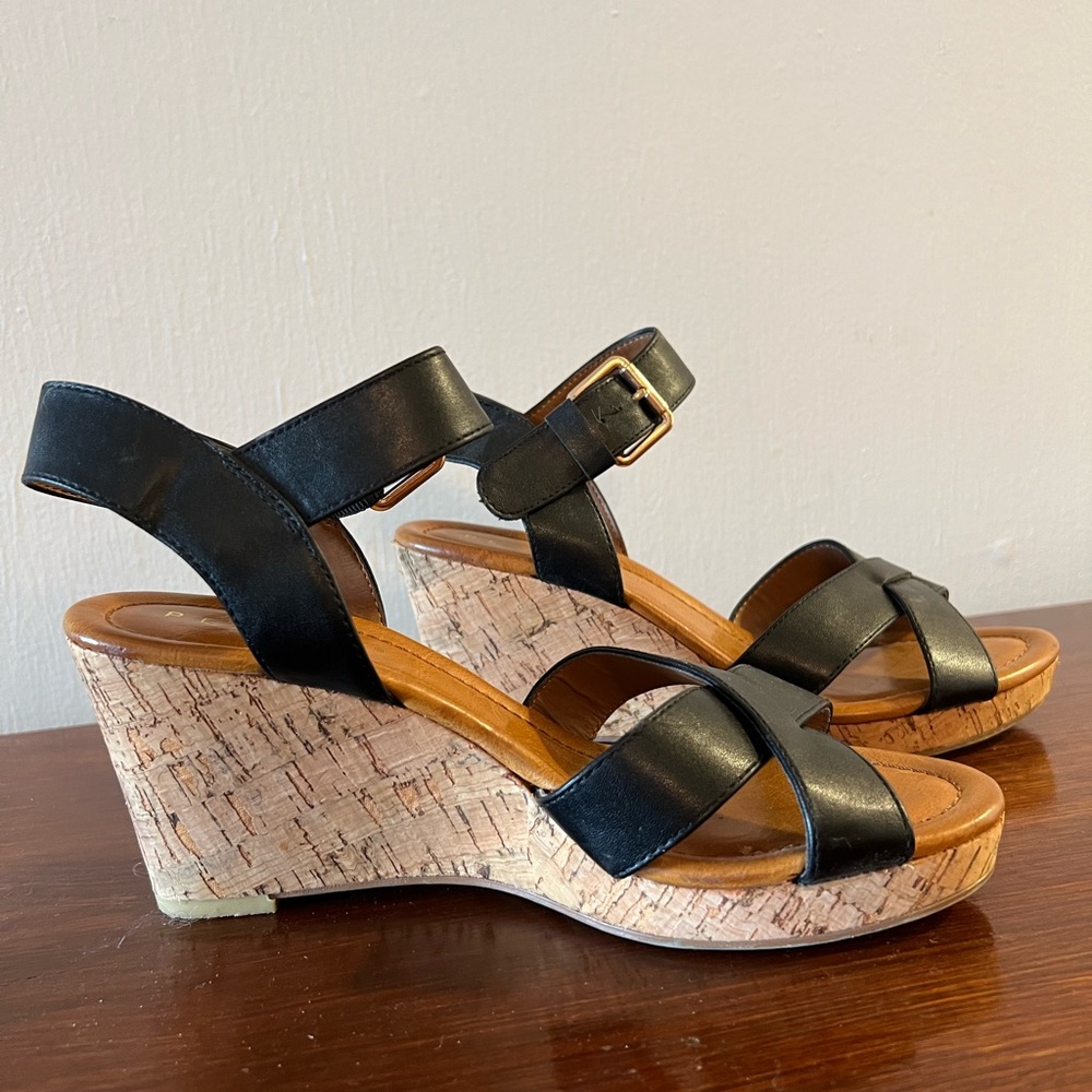 Black wedge heels- BARELY WORN- super comfortable